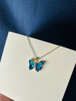 Vibrant Blue Butterfly Necklace